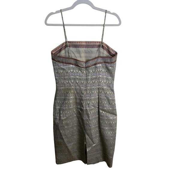 Isabel Ardee Designer Jaquard Spaghetti Strap Sheath Dress Celery Green Size 6 - Picture 2 of 9